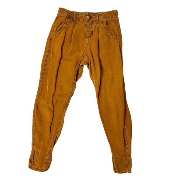 Free People Women's Harem Pants Size 0 in acid washed Brown Elastic Waist Casual - Picture 3 of 11